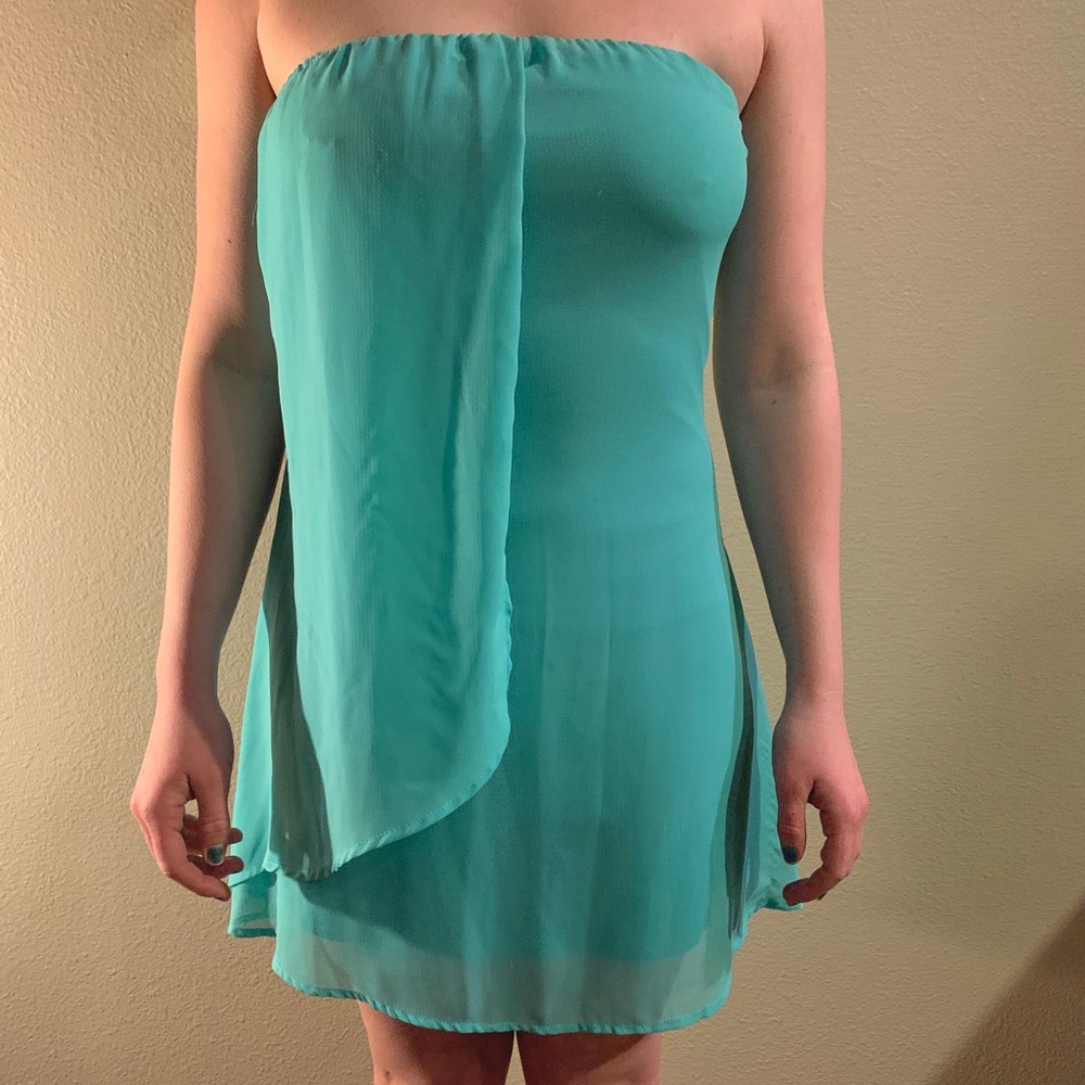 Teal Strapless Dress